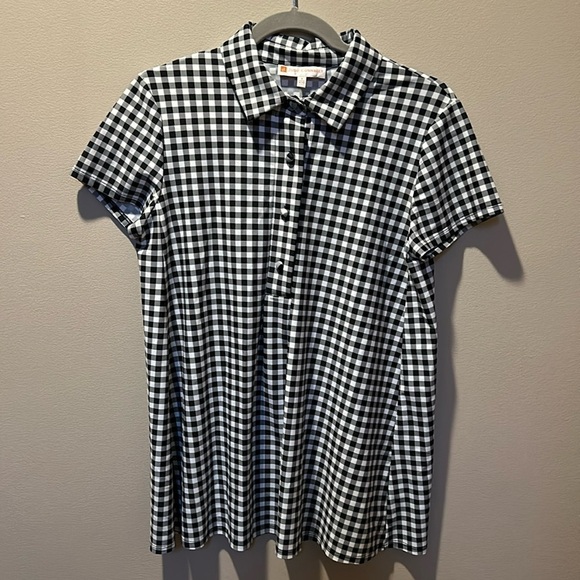 Jude Connally Devyn Black White Check Short Sleeve Top Size Small - Picture 1 of 6